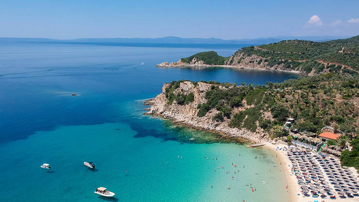 Halkidiki'deki Ammouliani adası (Makedonya Yunanistan)